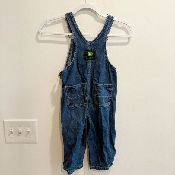John Deere Unisex Blue Overall 2T Denim Bib Wide Leg Pockets Buckle Straps - Picture 2 of 8